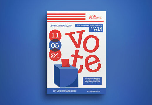 White Flat Design US Election Flyer Layout