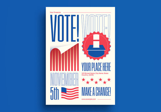 White Flat Design Vote Make a Change Flyer Layout
