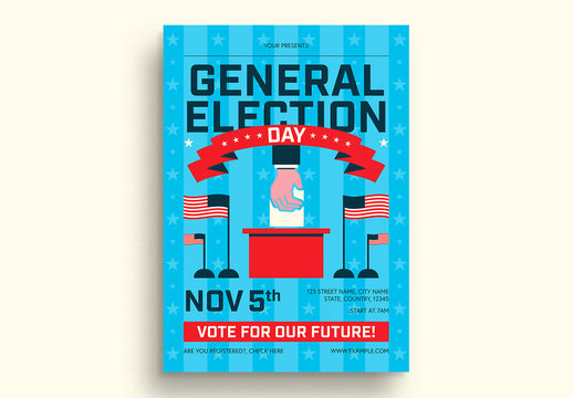 Blue Flat General Election Day Flyer Layout