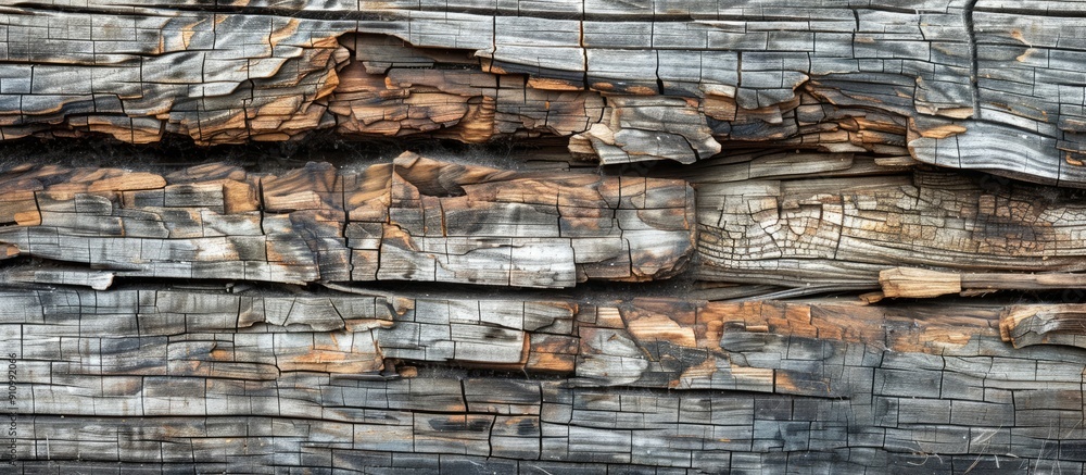 Leinwandbilder old weathered wooden walls have been damaged by termites creating a rustic background design with wo