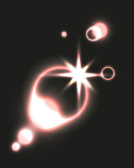 Gold star design with trendy Light circle element isolated black background. Cosmic design template vector prism effect shine. EPS 10