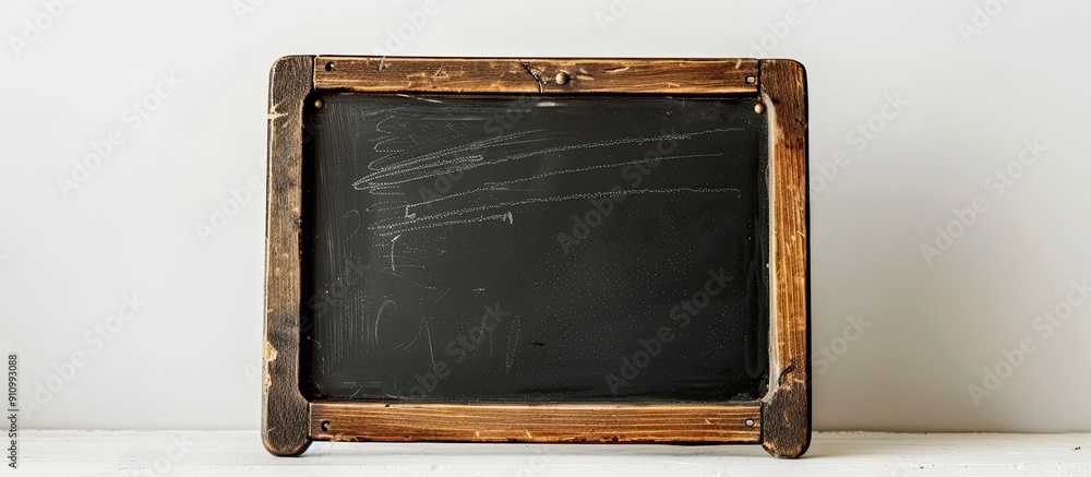 Poster copy space image of a tiny blackboard against a white backdrop