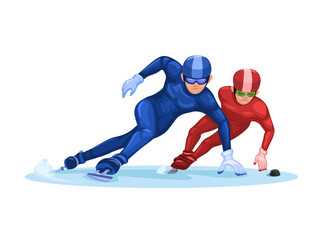 Obraz premium Speed Skating Sport Cartoon Illustration Vector