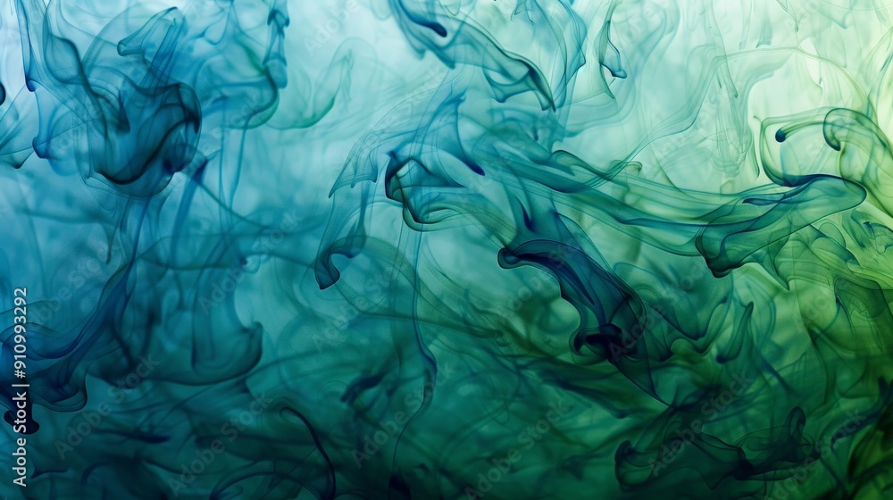 Leinwandbilder a fusion of blue and green tones creates an abstract fluid design, mirroring underwater currents. th
