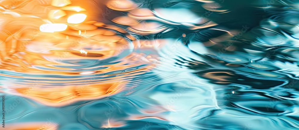 Aufkleber Reflection of light on water with motion creating a captivating copy space image