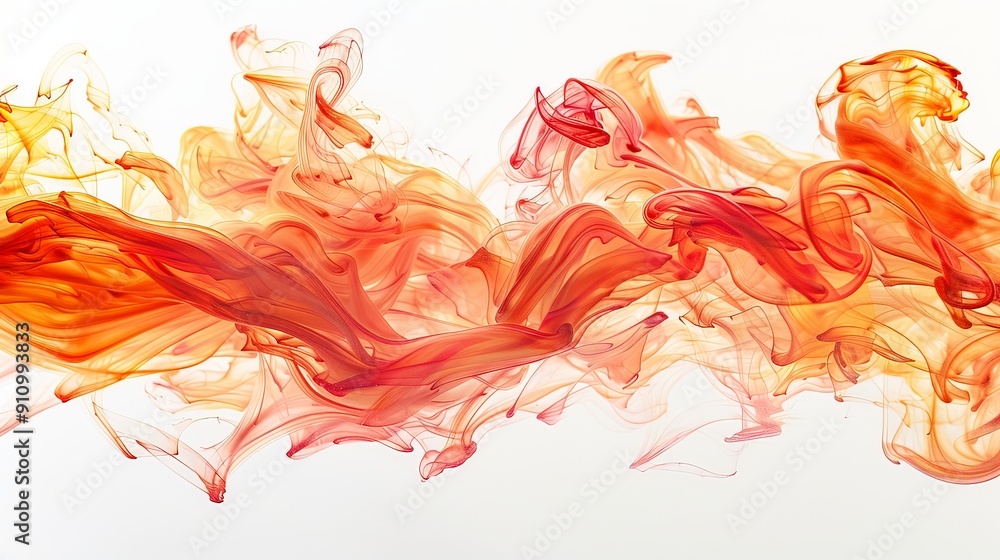 Poster A captivating blend of vibrant orange and red swirl together to create abstract color patterns, showcasing fluidity and movement within the composition.