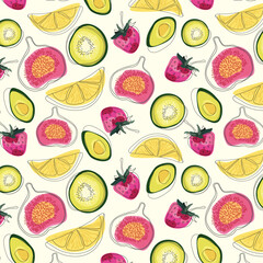frut pattern, fruit texture, fruit exotic wallpapers, wallpapers with fruits, fruits design, color fruits, calm color fruits, calm colors wallpapers, line drawing, line art, beautiful pattern, vector 