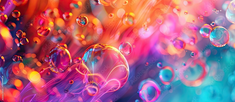 Poster Colorful jelly with a rainbow spectrum swirls creating an appealing copy space image