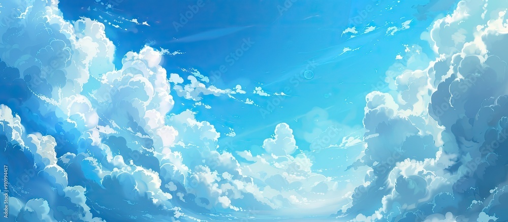 Poster summer sky with fluffy clouds offers a serene copy space image