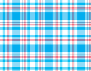 Plaid check seamless blue pattern. Crossed lines grid vichy gingham repeat print check background. Tartan plaid design for decorative, wallpaper, shirts, clothing, tablecloths wrapping, textile