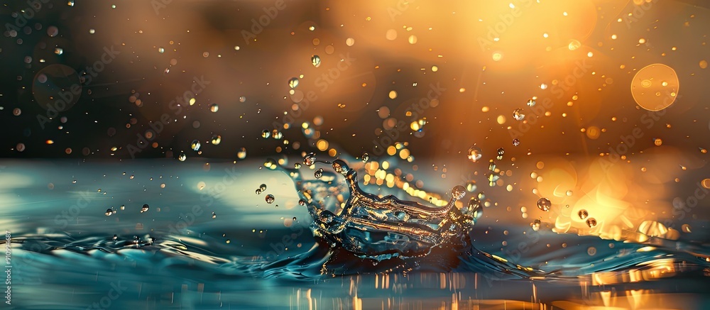 Aufkleber morning sunlight illuminates a water drop splashing creating a captivating image with copy space