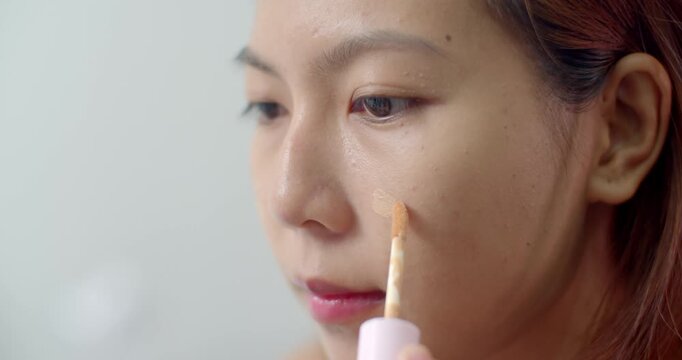 Concealer is used to cover up wrinkles and highlight areas that you want to brighten.