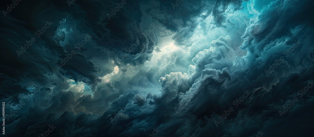 Poster gloomy sky filled with menacing dark storm clouds perfect for a brooding copy space image