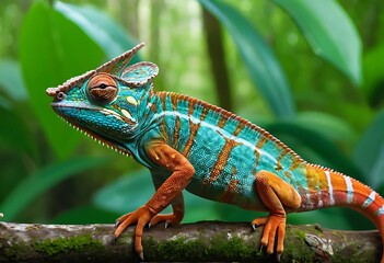 Obraz premium Colorful chameleon into the wild