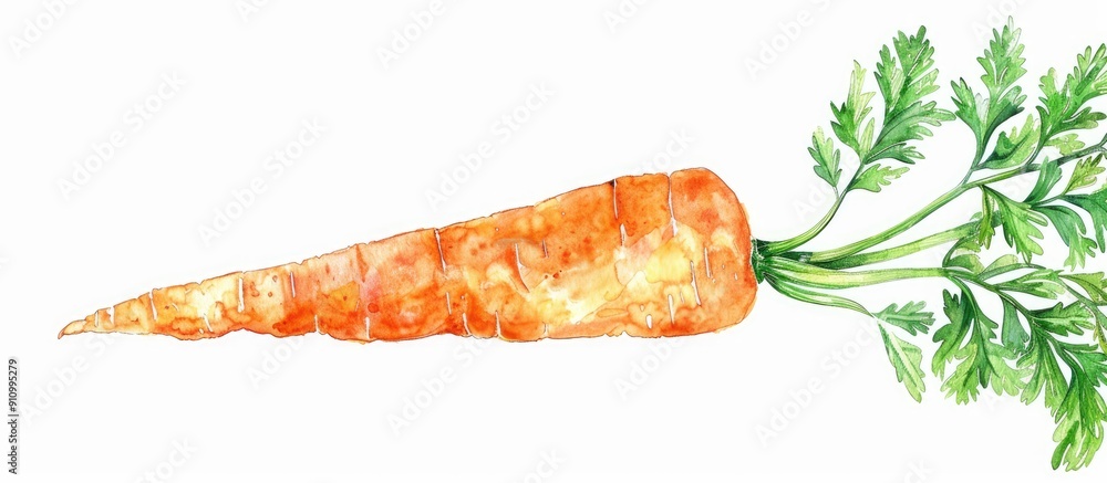 Poster isolated on a white backdrop a fresh organic carrot with green leaves showcases in the copy space im