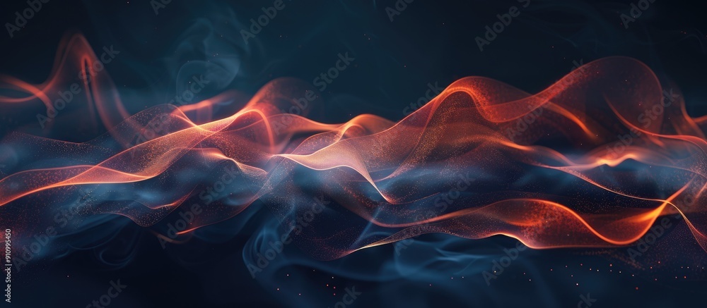 Poster Abstract smoke shapes illuminated by candlelight on a black background creating a unique copy space image