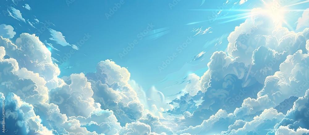 Poster A scenic view of a sunny sky peppered with fluffy clouds perfect for a copy space image