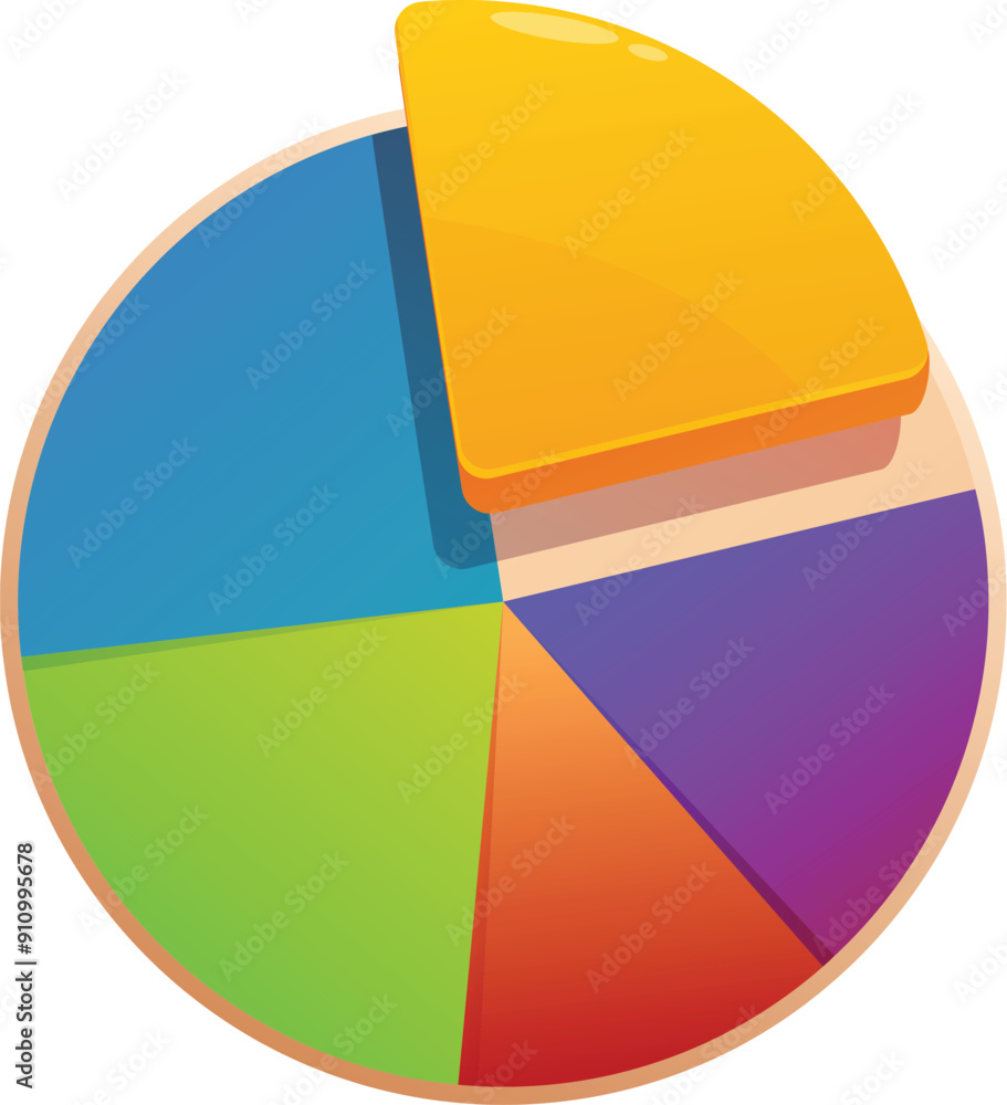 Poster vibrant pie chart displaying data with one segment exploding outwards, symbolizing growth and achiev