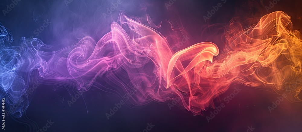 Aufkleber colorful abstract smoke swirling against a dark backdrop with copy space image