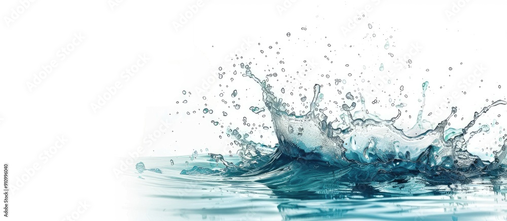 Poster A water splash isolated on a white background with copy space image