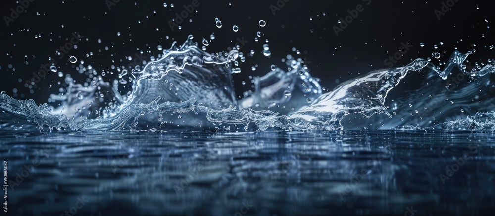 Poster Water splashing against a dark backdrop with copy space image