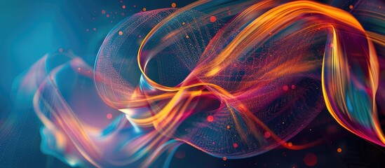Obraz premium Vibrant swirling lines with a luminous abstract design against a dark backdrop for a captivating copy space image