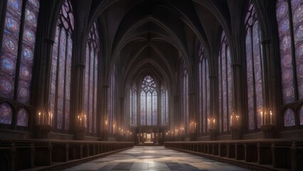 Obraz premium interior of the gothic cathedral. 3d render illustration