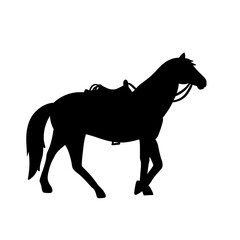 Saddled Horse Silhouette Vector Art Illustration