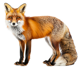 Fototapeta premium Forest wild fox isolated on transparent background