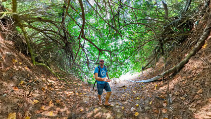 A hike at the Hawaiian forest nearby the kawela forest with the banyan tree