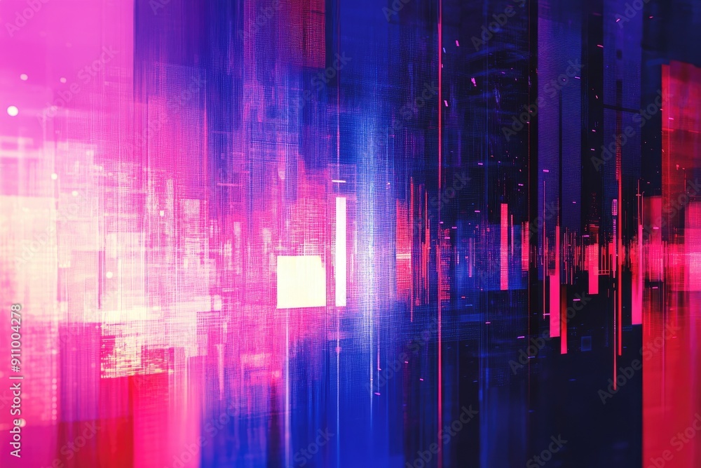 Wall mural a vibrant blend of pink and blue abstract lines creating a dynamic visual effect, perfect for modern