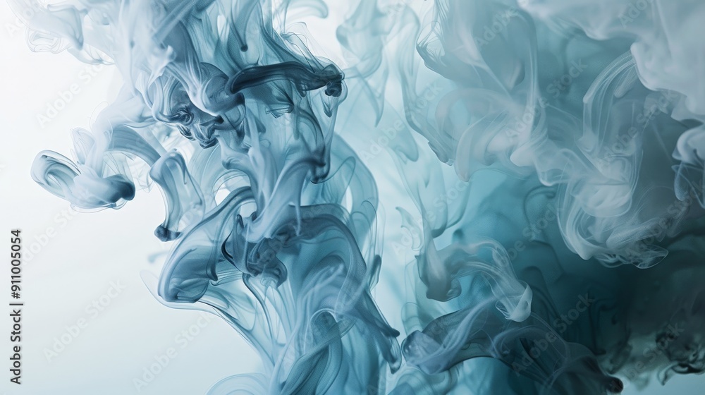 Aufkleber an enchanting image of swirling green and white patterns resembling smoke, gracefully moving and mer