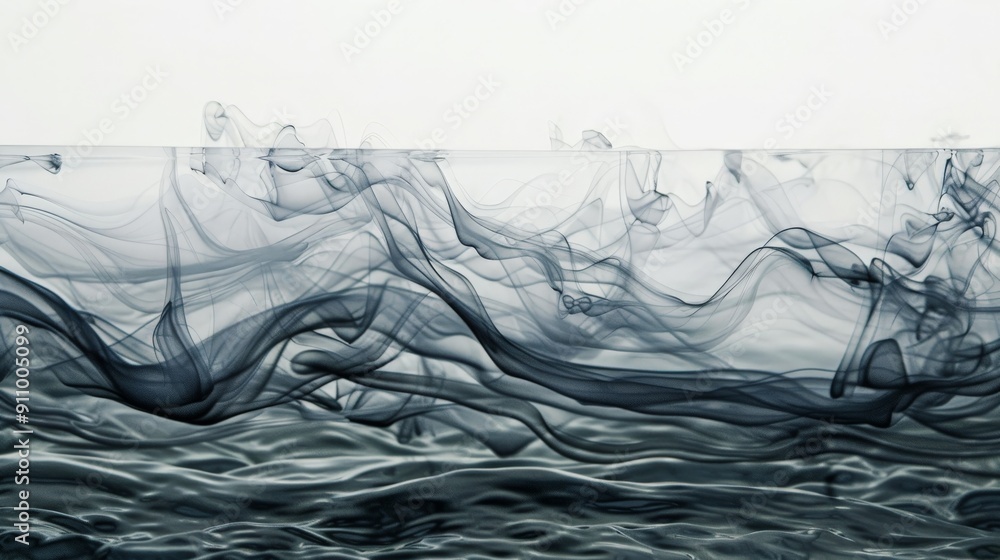 Poster Abstract ink pattern on water, with subtle grey and white waves, minimal and visually appealing --ar 16:9 --style raw Job ID: 49ab5c6f-a47f-4757-996d-f06c4284e634