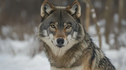 Fototapeta premium Wolf Portrait in Winter Landscape