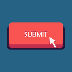 Flat illustration submit button with cursor , website ornament
