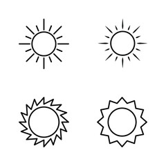Sun icon set isolated on white background