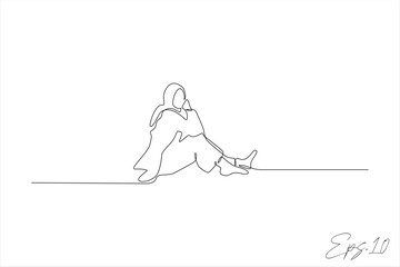 woman relaxing continuous line vector illustration design