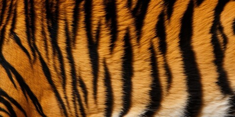 Fototapeta premium Close-up of tiger fur texture, natural Tiger pattern, and colors with detailed stripes.
