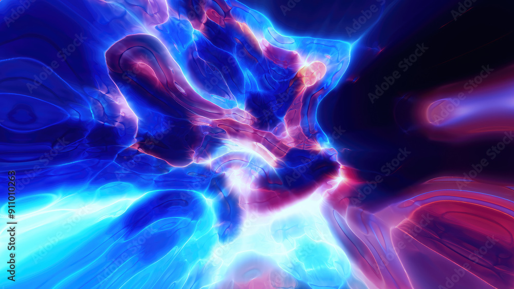 Poster abstract colorful bright glowing background with iridescent waves of energy and plasma rays with lig
