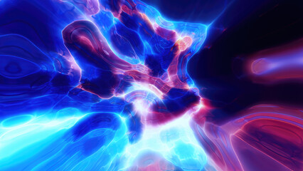 Abstract colorful bright glowing background with iridescent waves of energy and plasma rays with light