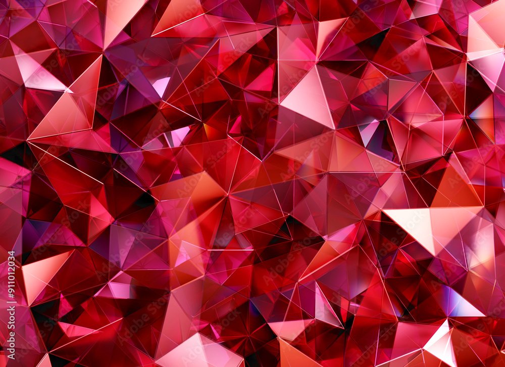 Poster luxury abstract realistic red crystal texture reflection close up background 3d rendering