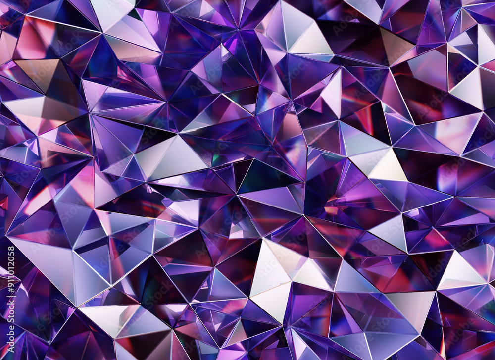Poster luxury abstract realistic purple crystal texture reflection close up background 3d rendering