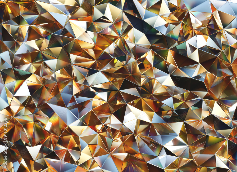Poster abstract crystals texture with prism spectrum caustic reflection close up background 3d rendering