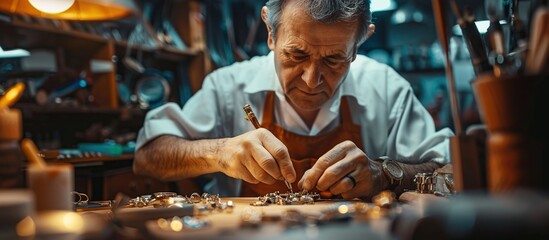 Watchmaker at Work in a Workshop