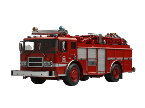 Fire truck on white background