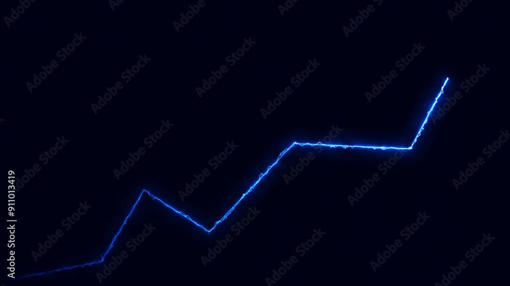Poster neon business graph chart icon animation . neon business increases concept animated.
