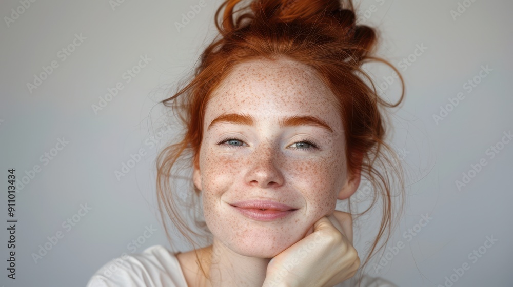 Wall mural The cheerful redheaded woman