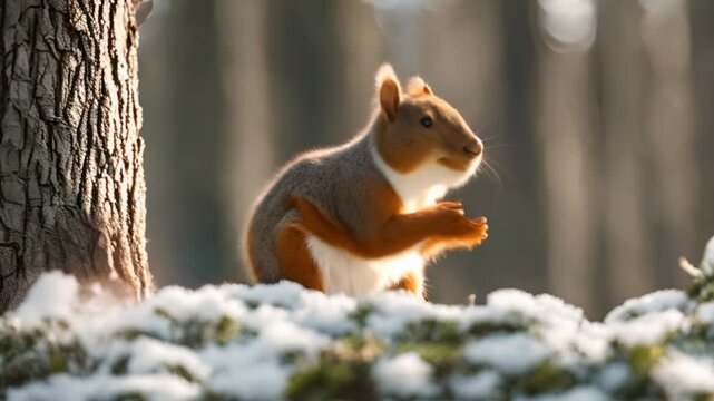 a squirrel in the forest, cute, adorable, , footage, 4k footage, videos, video clip, slow motion, 4K, short video
