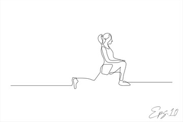 continuous line vector illustration design of woman doing gymnastics