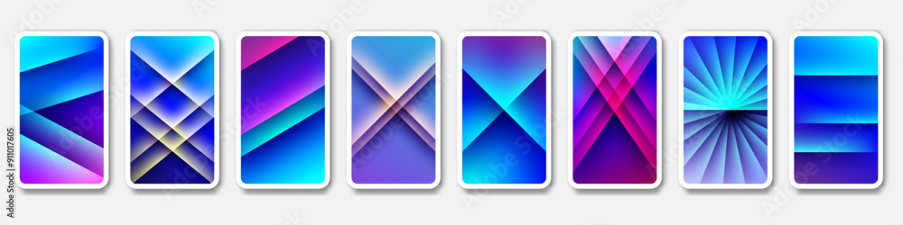 Aufkleber collection of abstract blue geometric lines element background vector templates for mobile phone scr